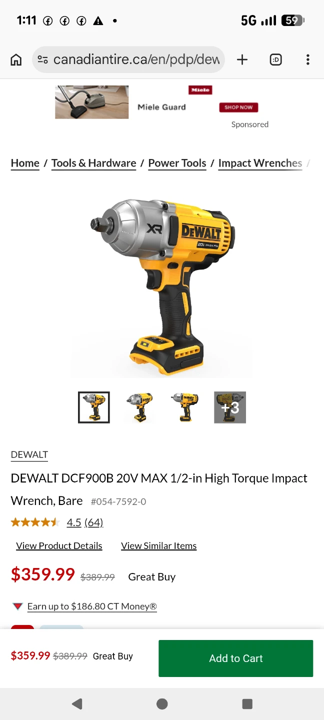 DEWALT DCF900B 20V MAX 1/2-in High Torque Impact Wrench - photo 2