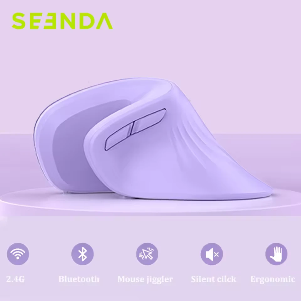 Ergonomic Vertical Wireless Mouse - SEENDA - Lavender (Open Box)