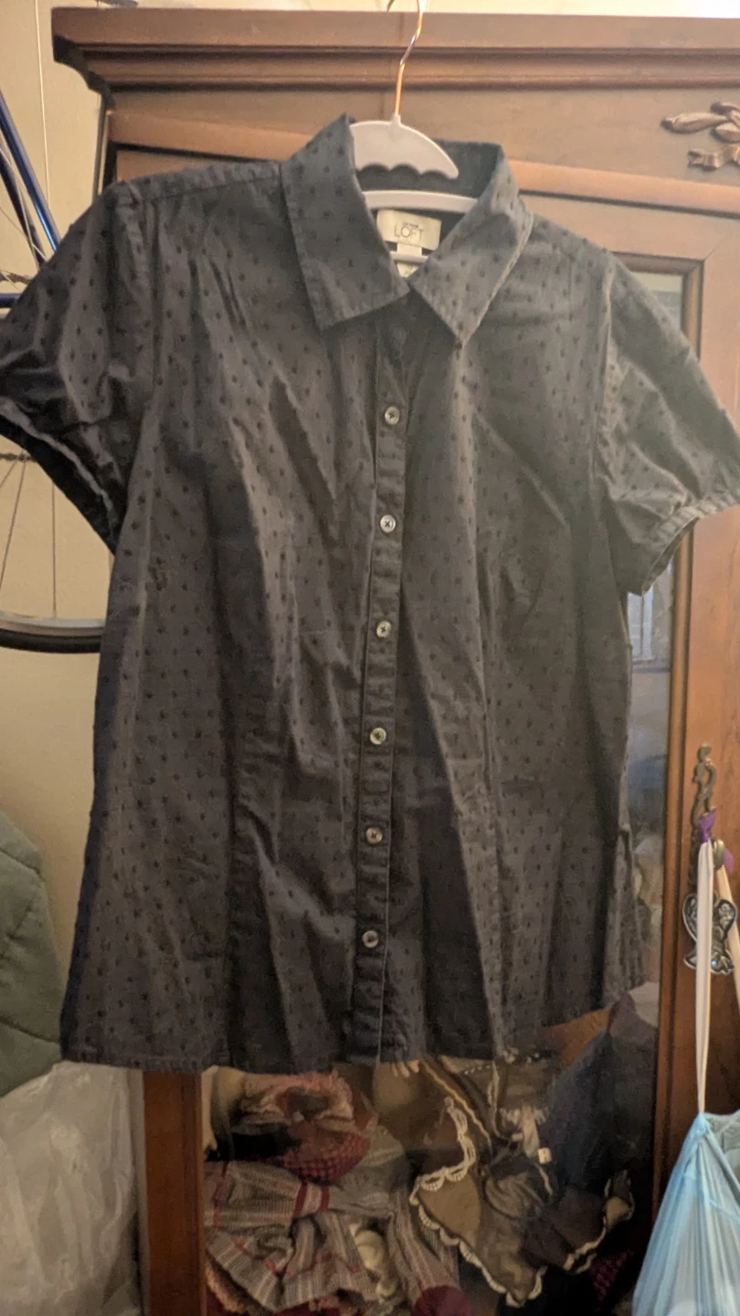 LOFT Black Dot Short Sleeve Button-Up Shirt - photo 2