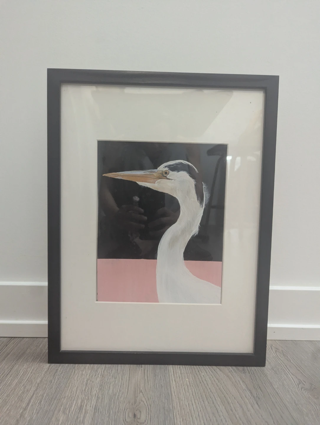 Framed Original Acrylic Painting  of Heron