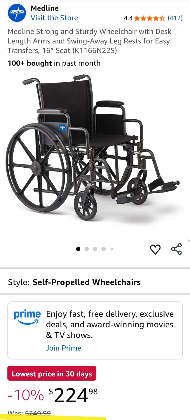 NEW- Medline Wheelchair- 16” Seat - photo 4