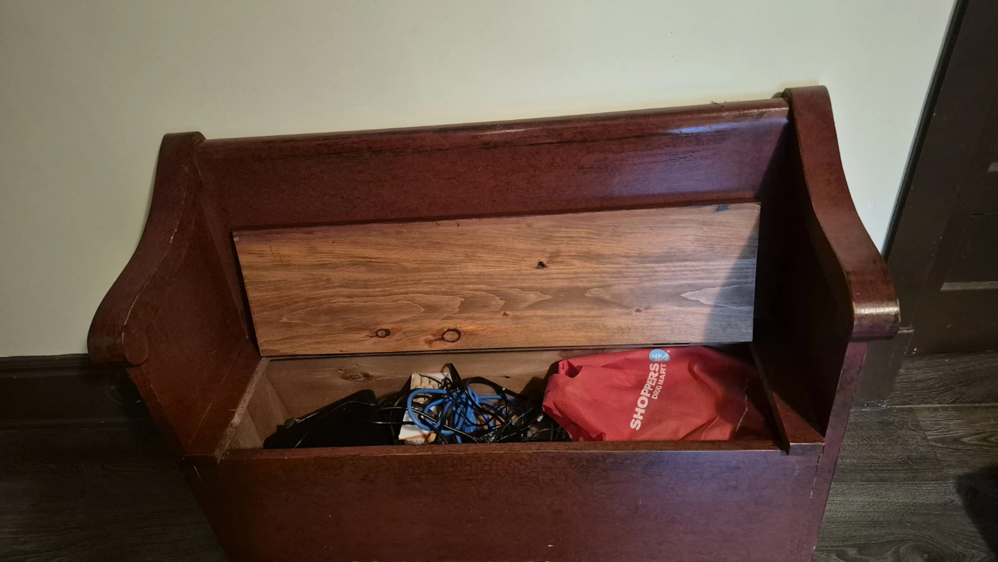Antique Red Storage Bench - photo 2