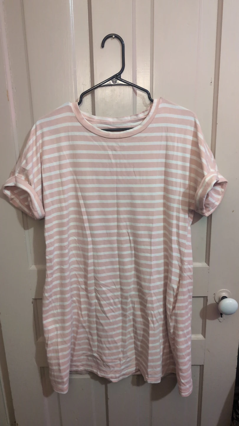 Pink and white striped t-shirt Dress
