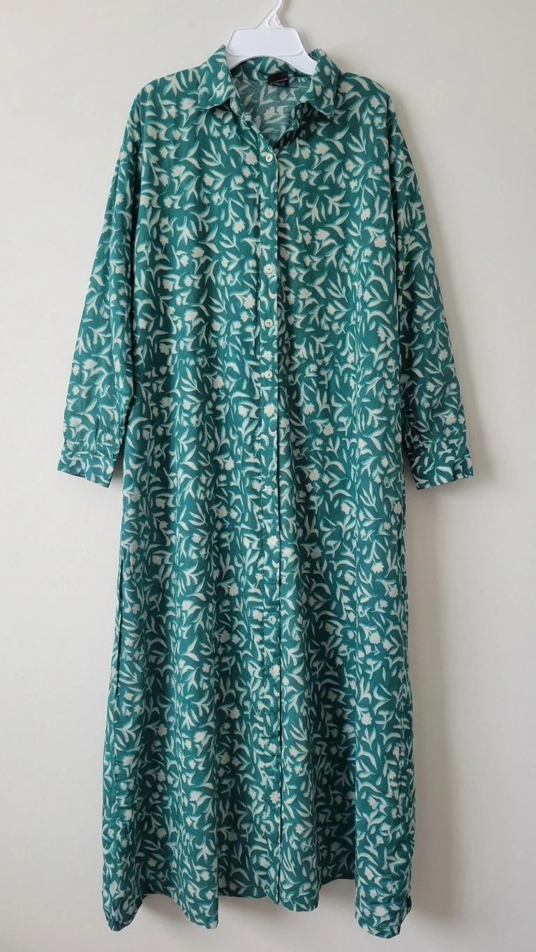 Women's Green Floral Print Shirt Dress