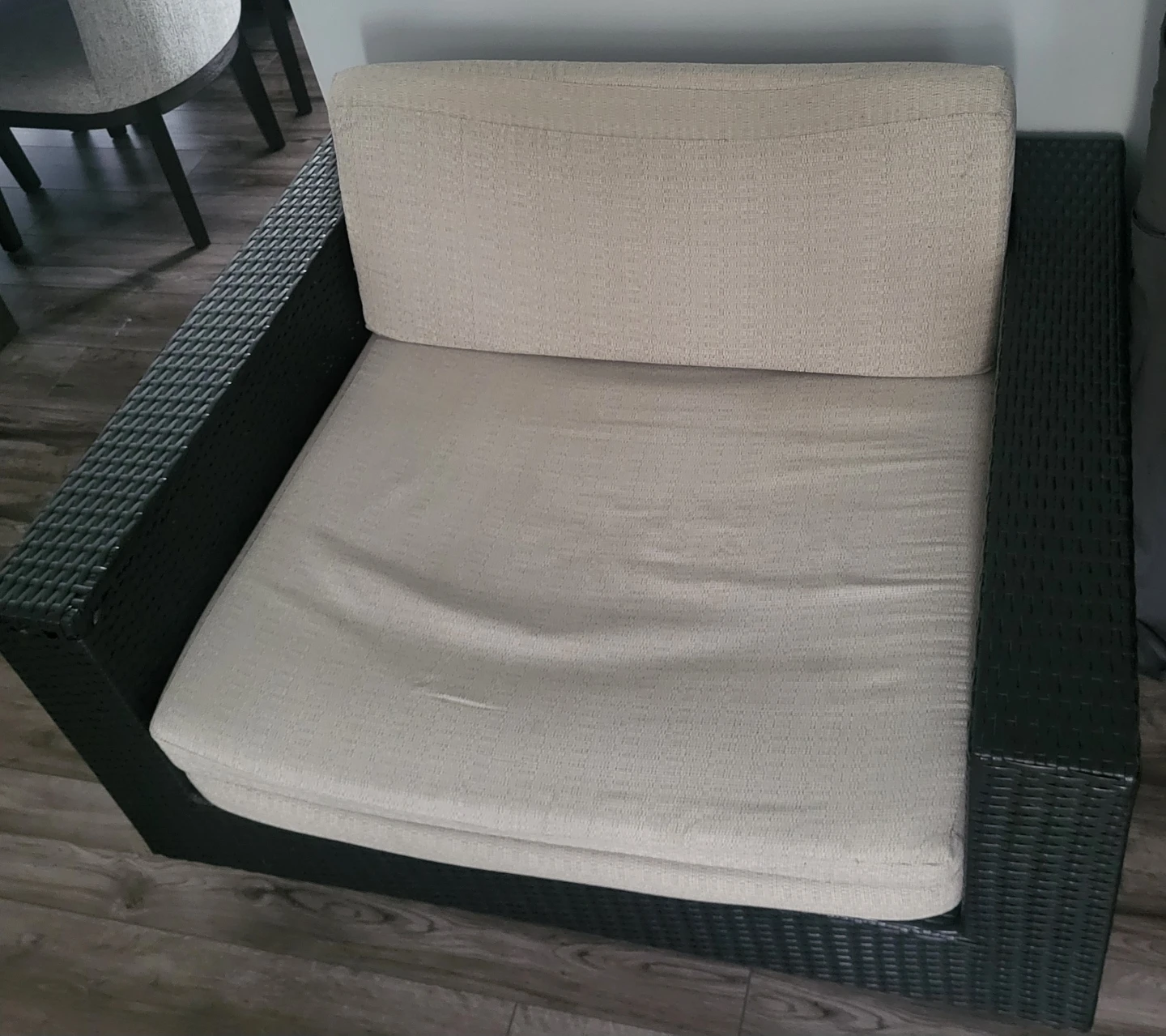 Black Wicker Outdoor Chair Set with Coffee Table - photo 5