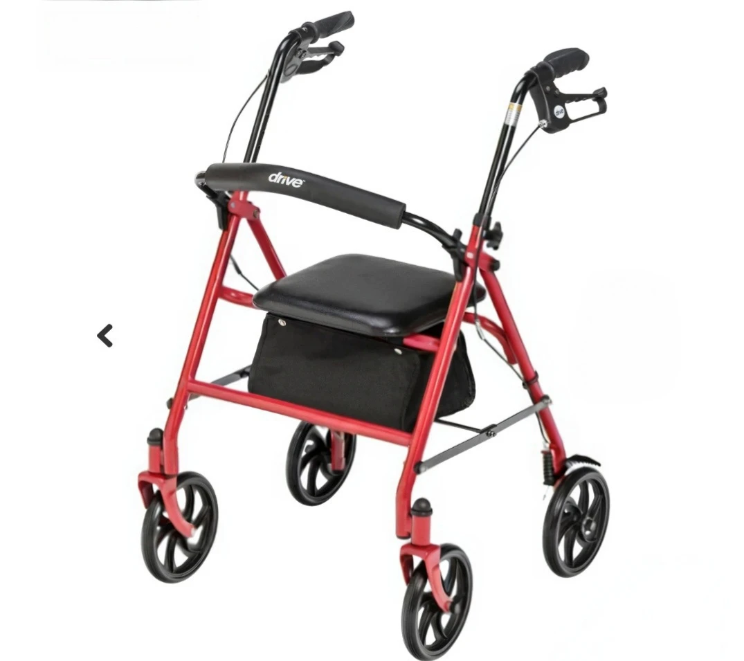 Drive Medical Red Walker with Seat & Bag