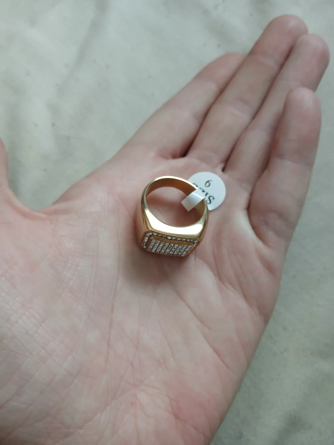 14K Gold Plated 316L Stainless Steel & Cubic Zirconia Ring - photo 4