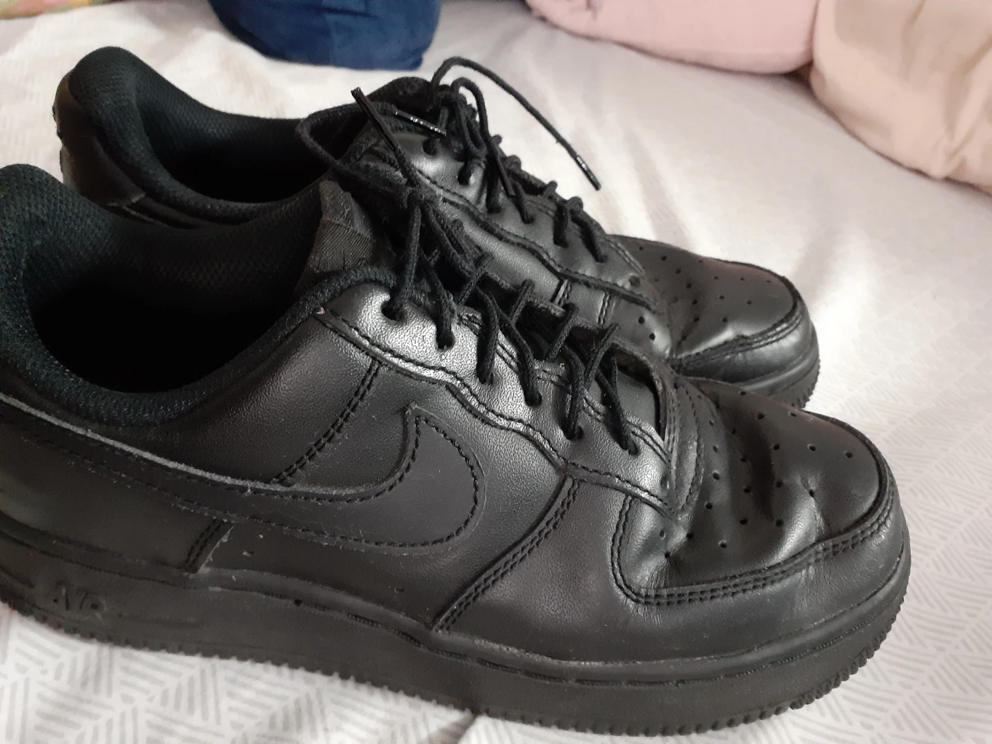 Nike Air Force 1 Black Leather Sneakers - photo 4