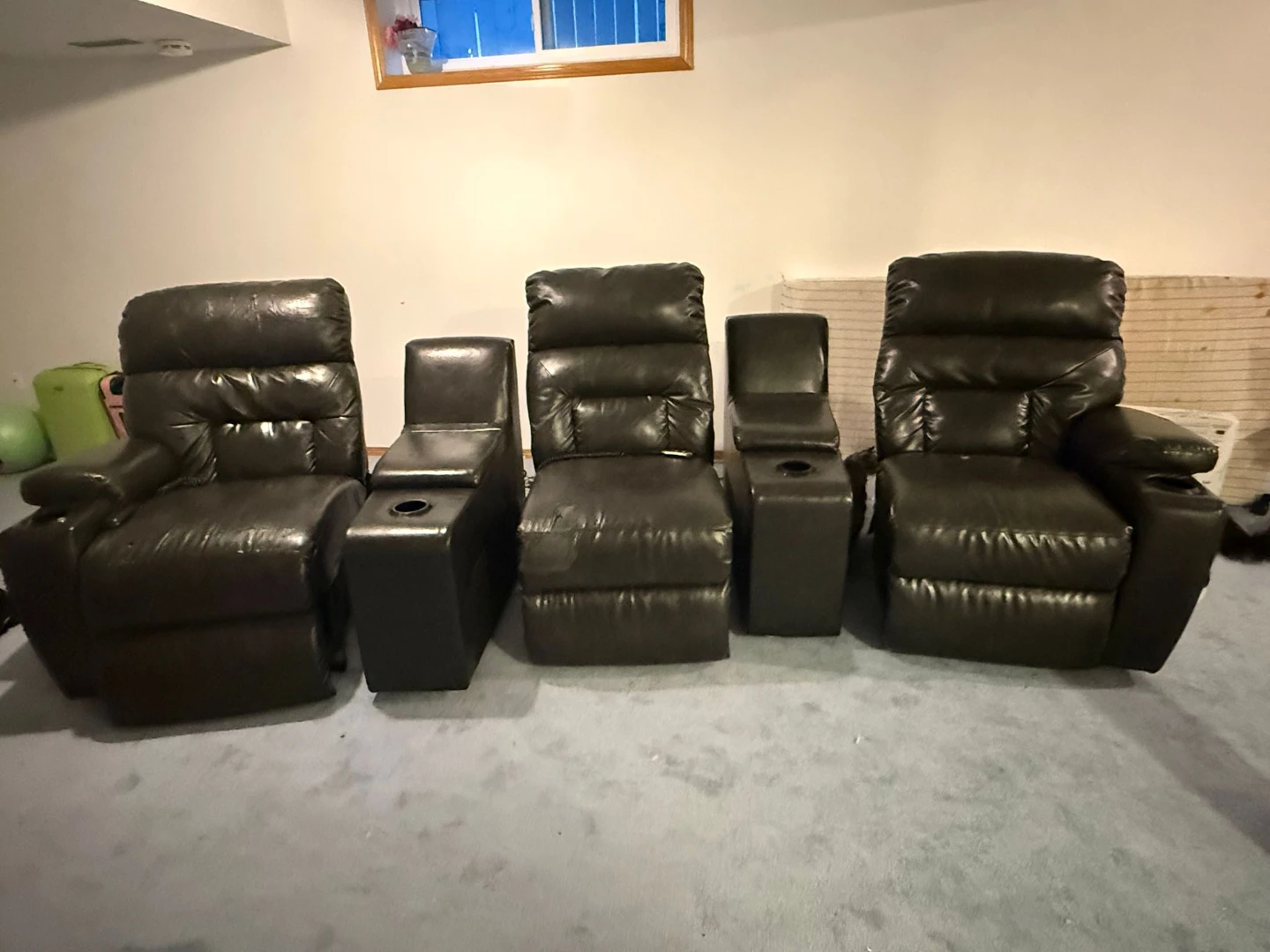 Dark Brown Faux Leather Recliner Sofa with Cup Holders & USB - photo 2