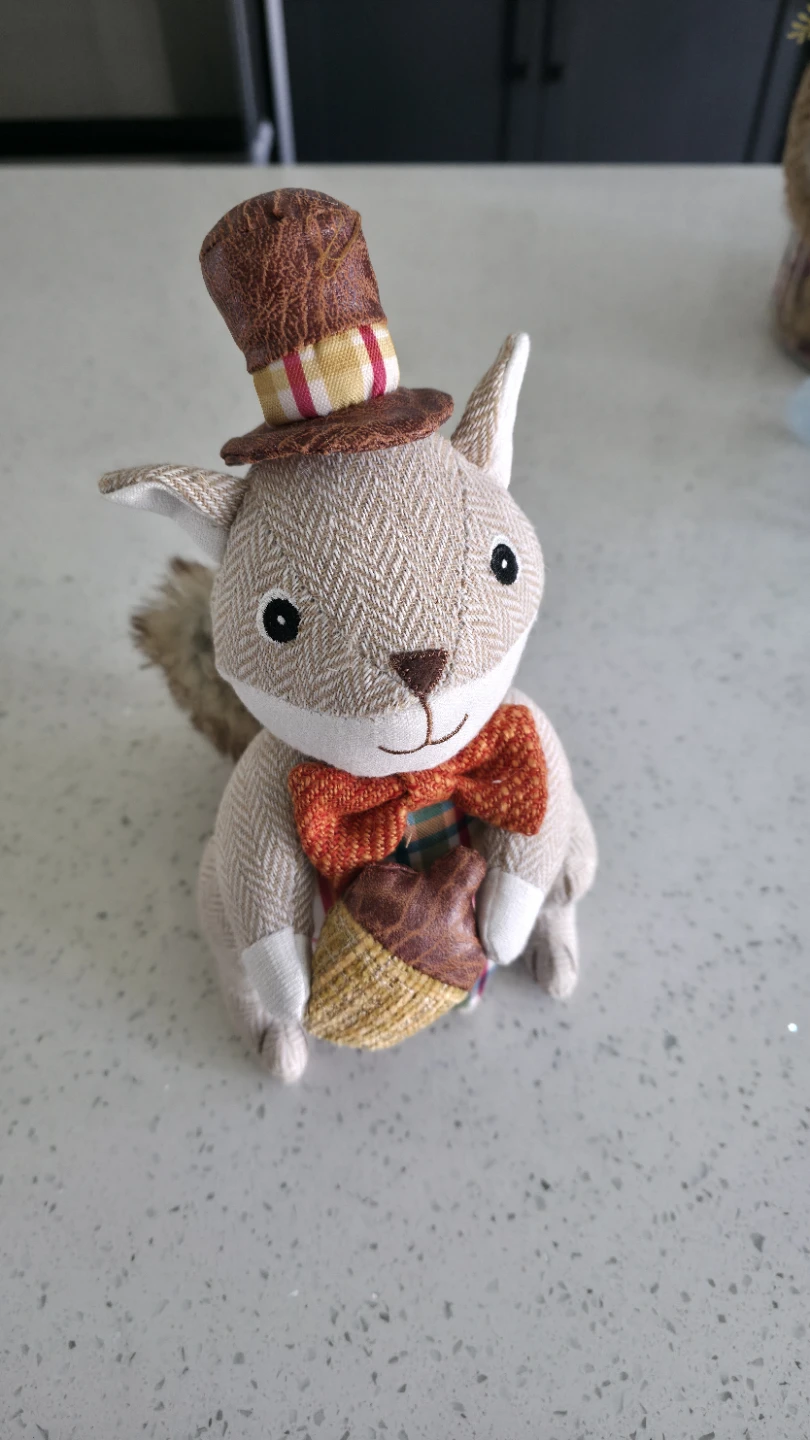 Plush Squirrel Decoration with Acorn and Top Hat - photo 5