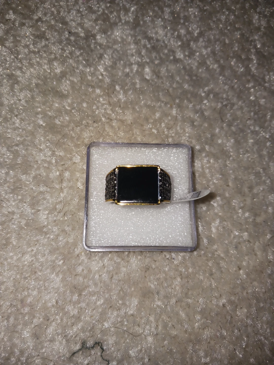 Men's Ring Size 10 Stainless Steel Black Stones