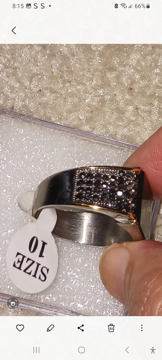 Men's Ring Size 10 Stainless Steel Black Stones - photo 2