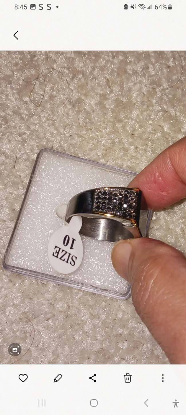 Men's Ring Size 10 Stainless Steel Black Stones - photo 3