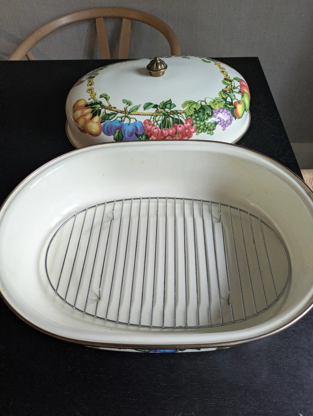 Vintage Oval Roasting Pan with Lid and Rack - photo 2