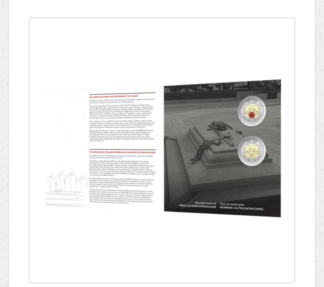 Royal Canadian Mint 2025 Honours Unknown Soldier 2 Dollars. - photo 5