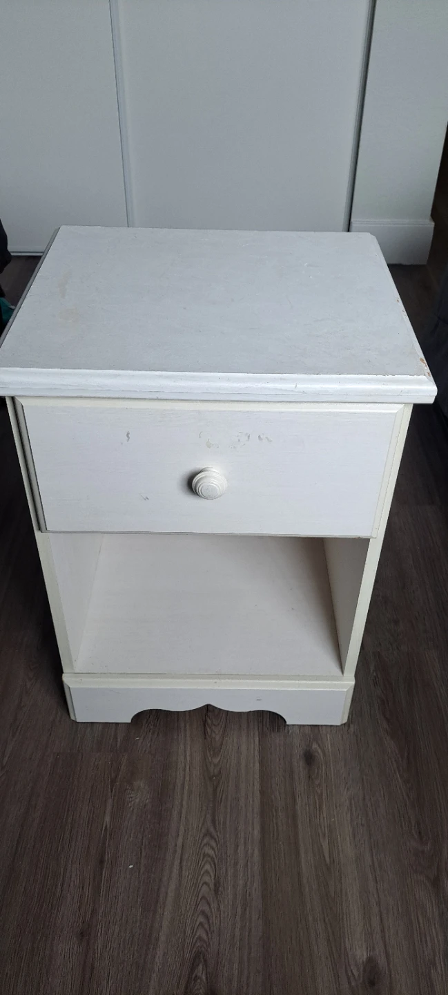 White Nightstand with Drawer and Shelf - photo 2