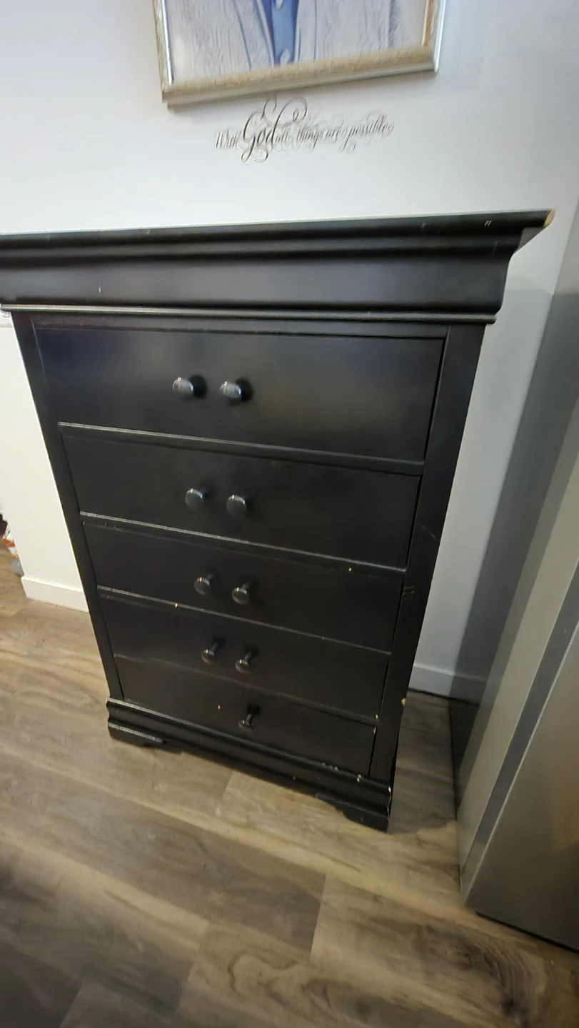 Solid Wood 5-Drawer Dresser – Black - photo 4