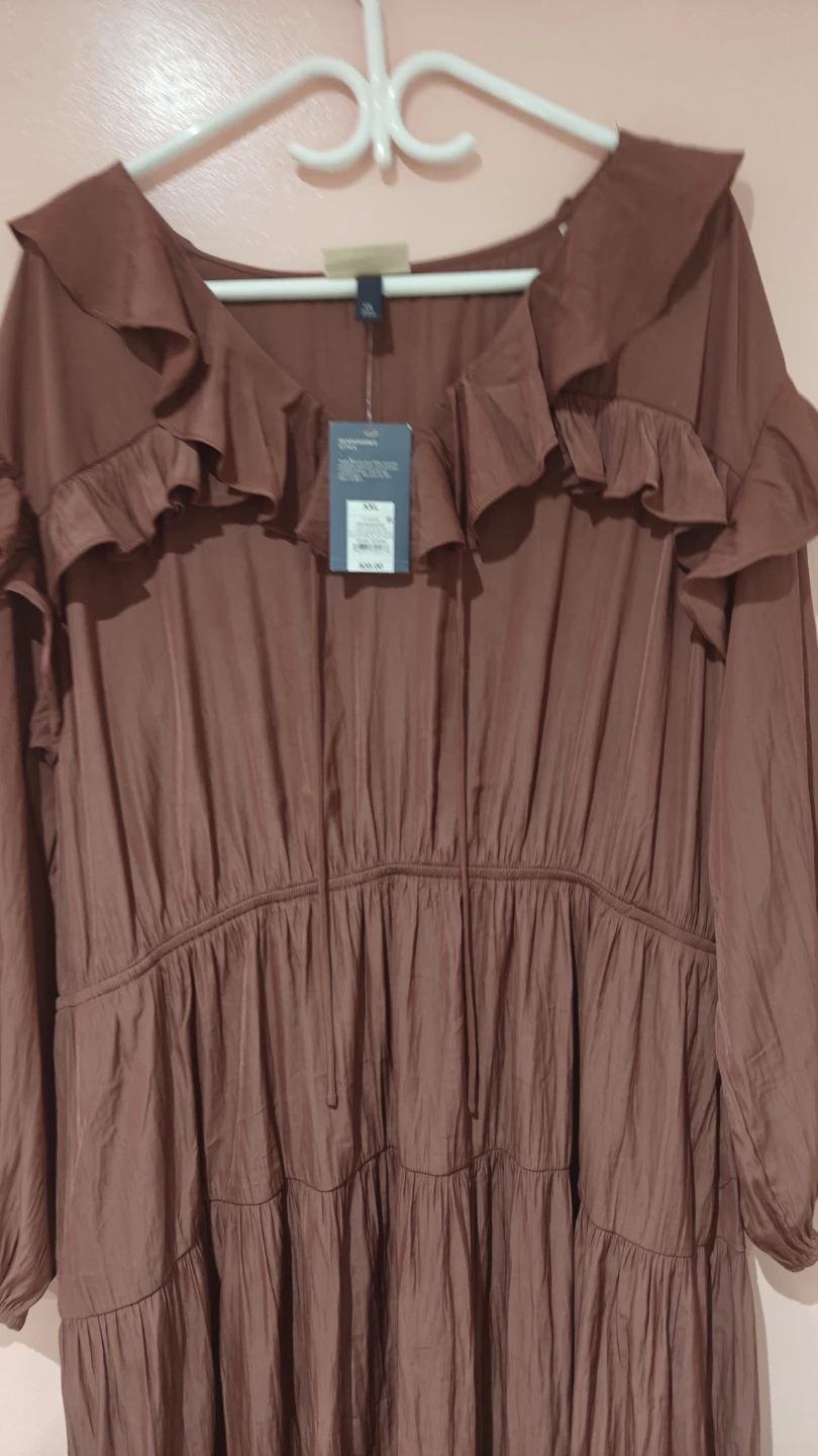 Universal Thread Ruffle Tiered Maxi Dress Brown Size XXL - photo 3