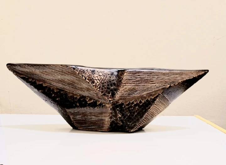 Handmade Textured Ceramic Boat Vase - photo 3