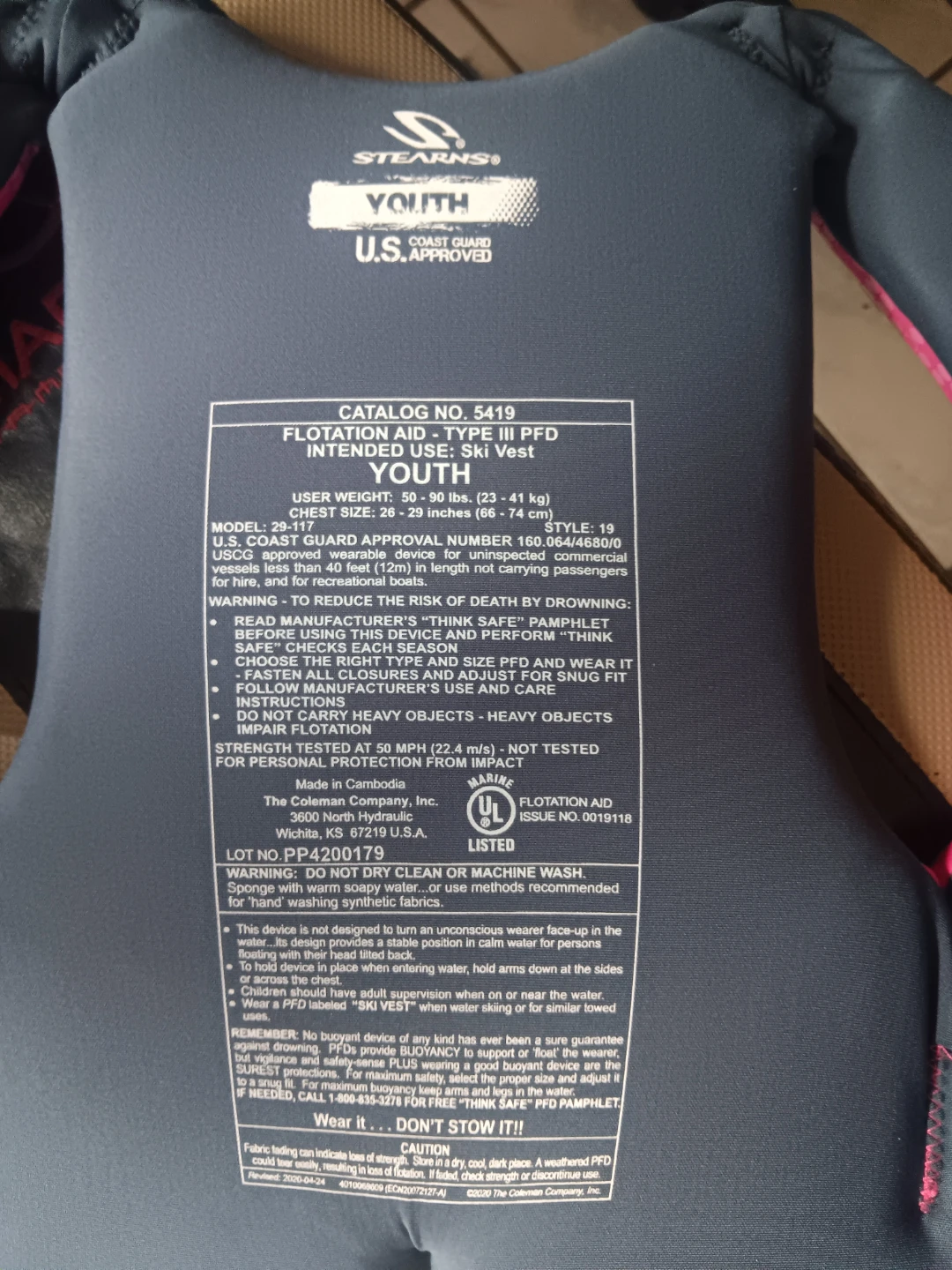 Stearns Youth Type III PFD Flotation Aid Vest Pink - photo 4