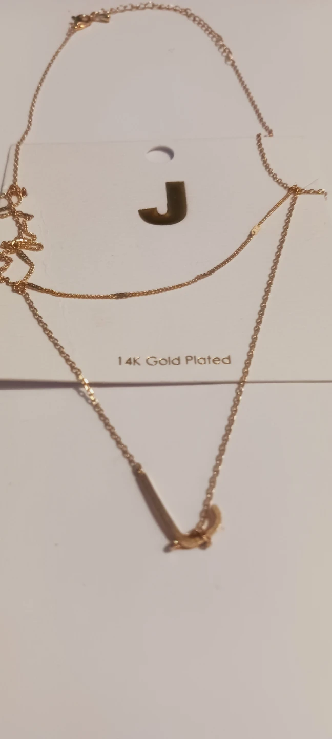 NEW !! 14K Gold Plated J PENDANT Layered Necklace - photo 2
