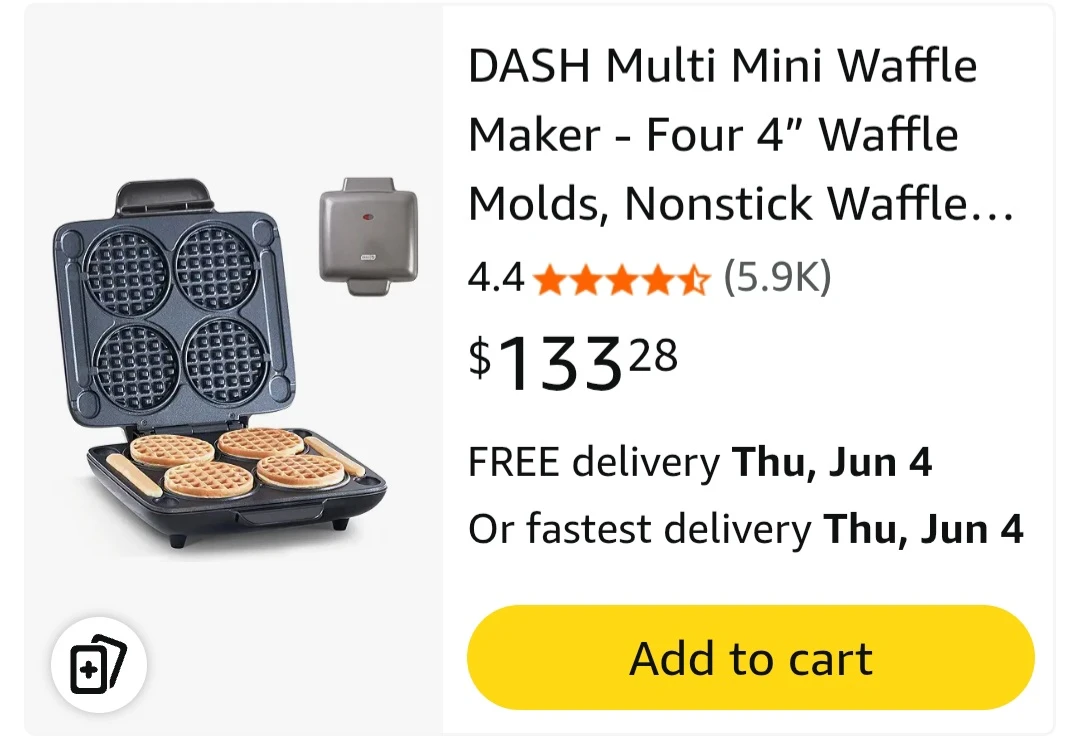 Dash Multi Mini Waffle Maker - Makes 4 Waffles - photo 5