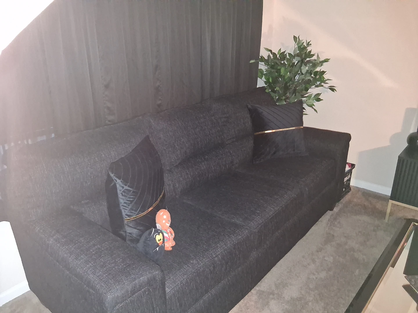 Dark Gray Sofa and Matching Armchair Set