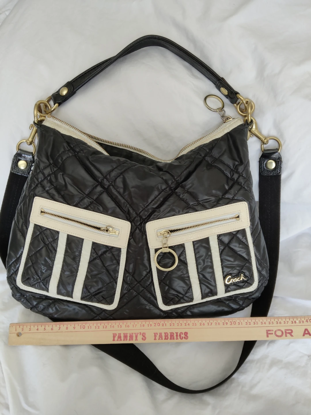 Coach Quilted Nylon Hobo Bag - Black