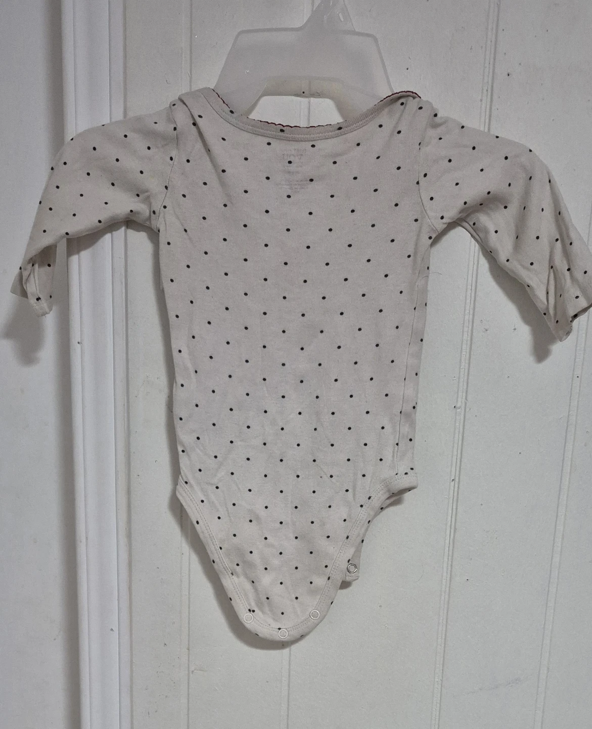 Baby Girl's Long Sleeve Bodysuit - White with Black Polka Dots