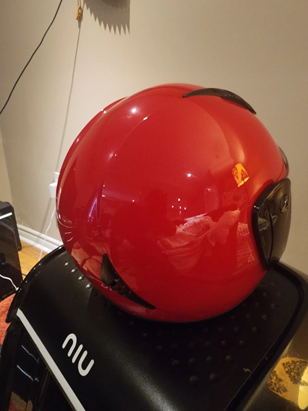 Red Motorcycle Helmet with Clear Visor - Size M - photo 3