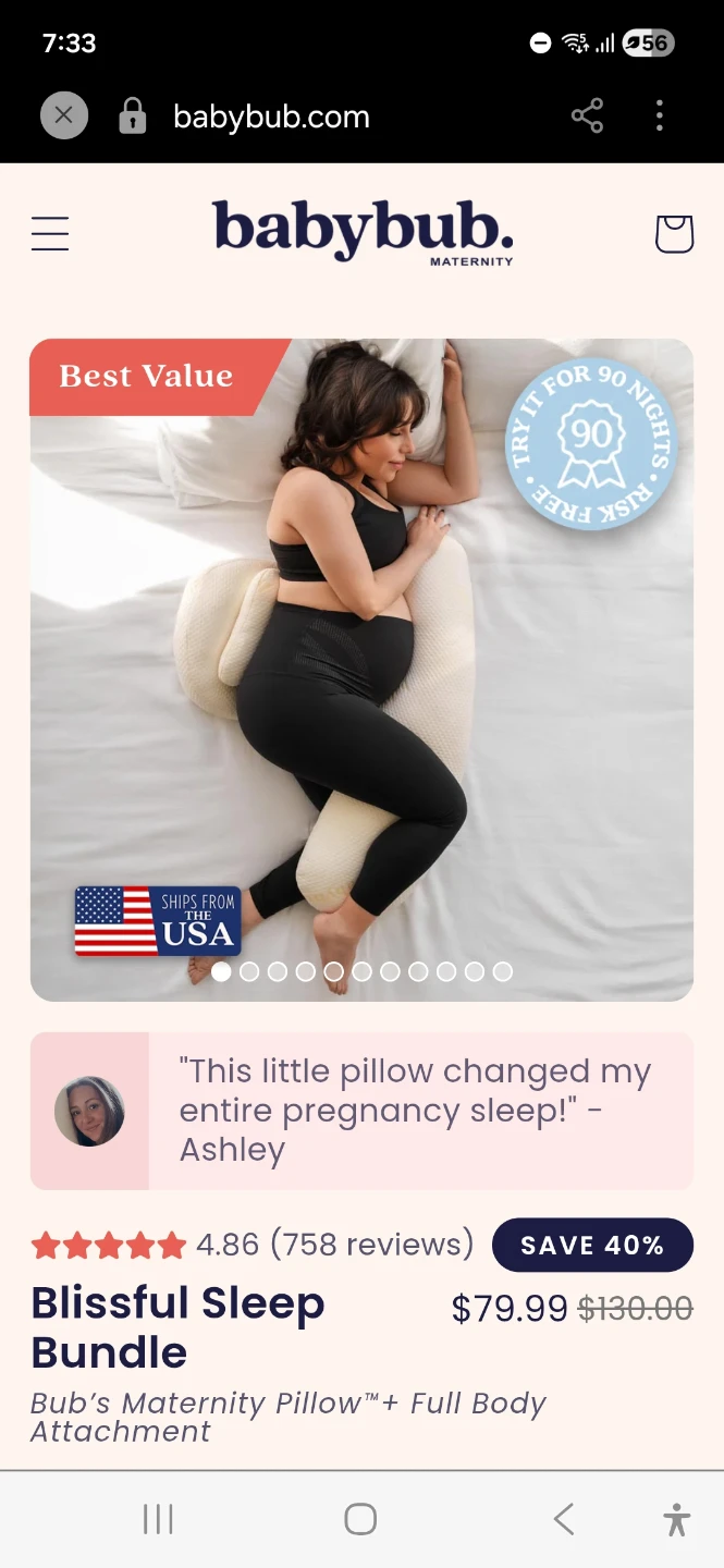 Babybub Blissful Sleep Bundle Maternity Pillow