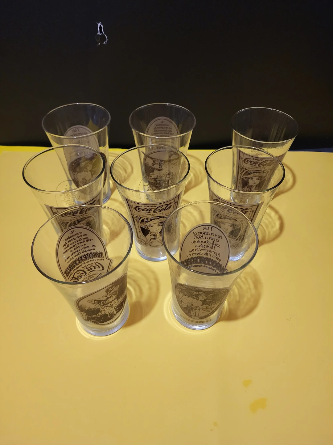 Set of 8 Coca-Cola Glasses with Vintage Designs