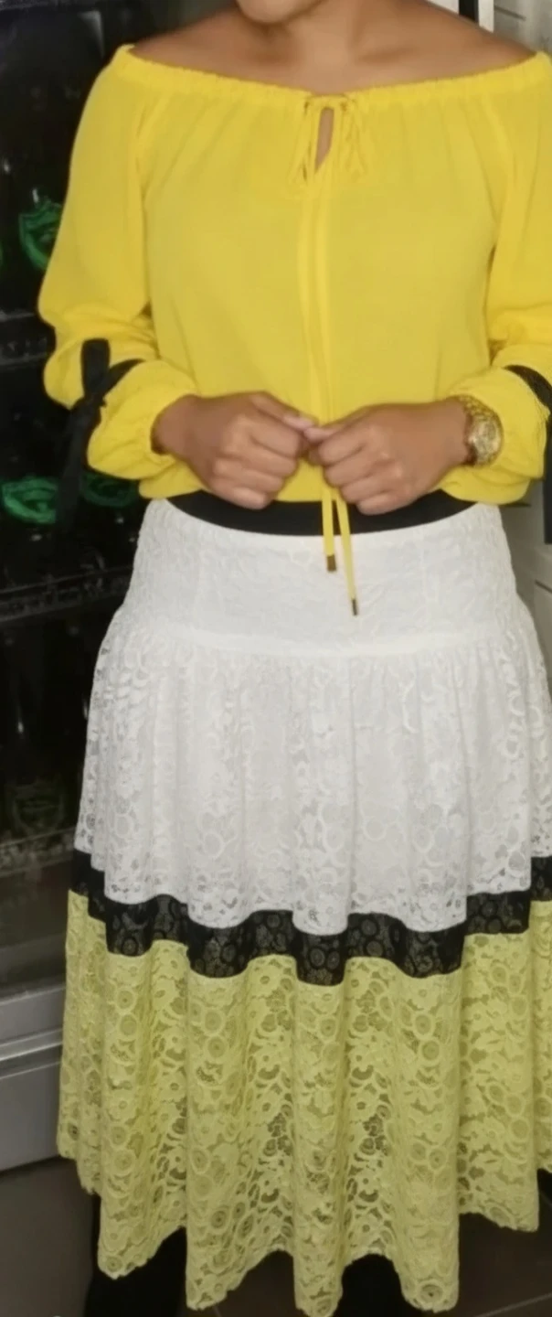 Lace Skirt - White, Black, Yellow