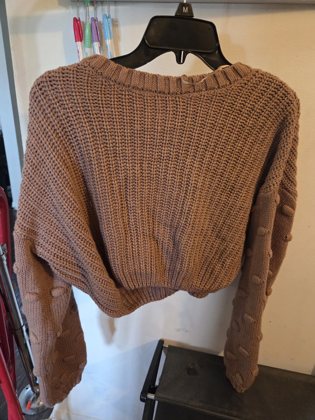 Moon & Madison Brown Cropped Sweater - Size S