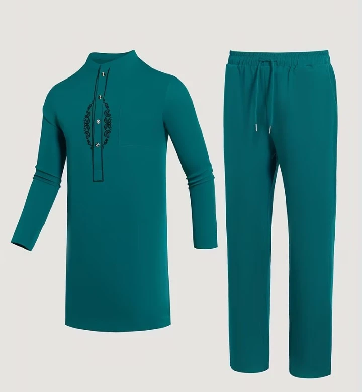 Teal Long Sleeve Tunic and Pants Set