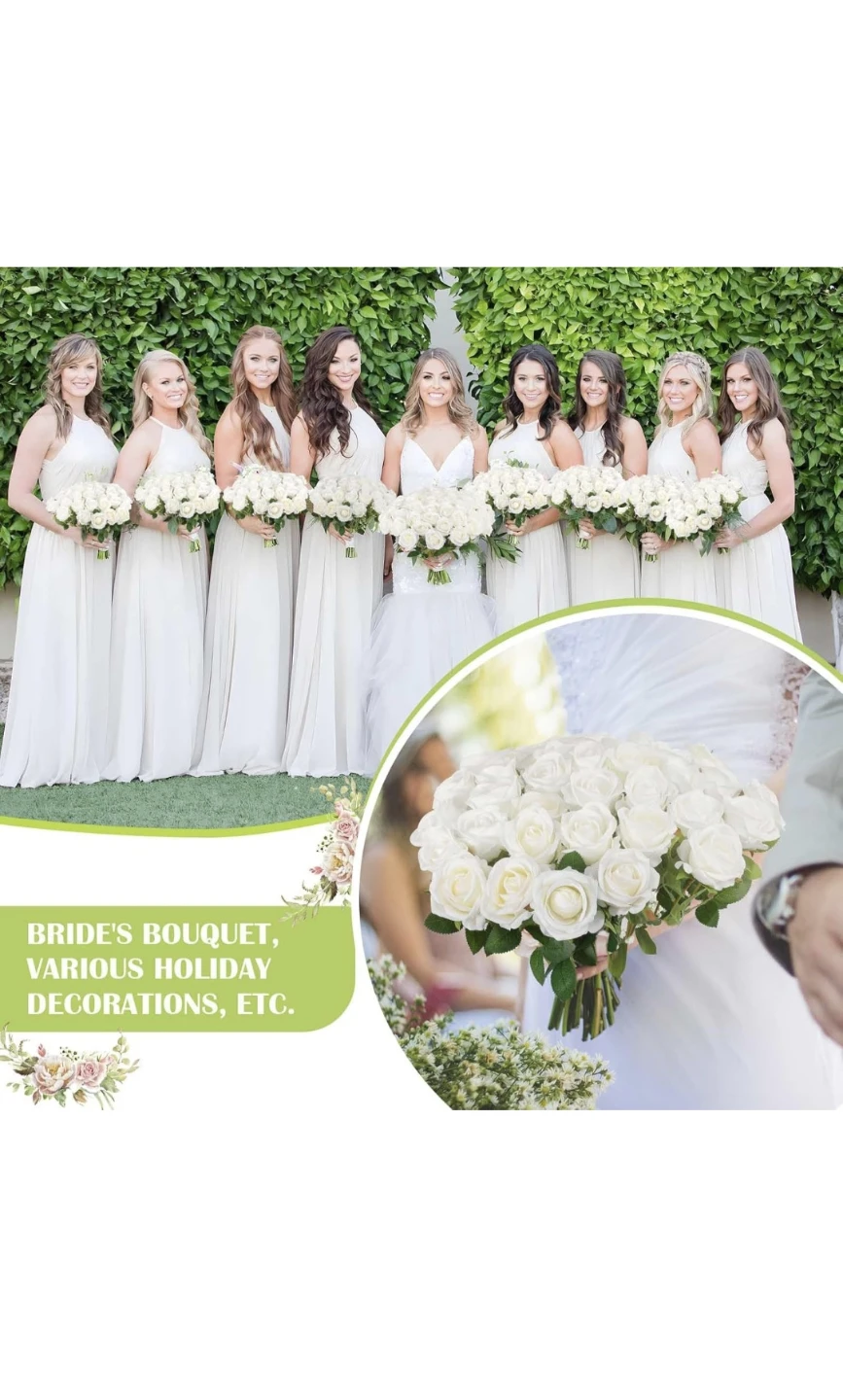 New White Artificial Roses - 20 inch Stem just $1 each - photo 4