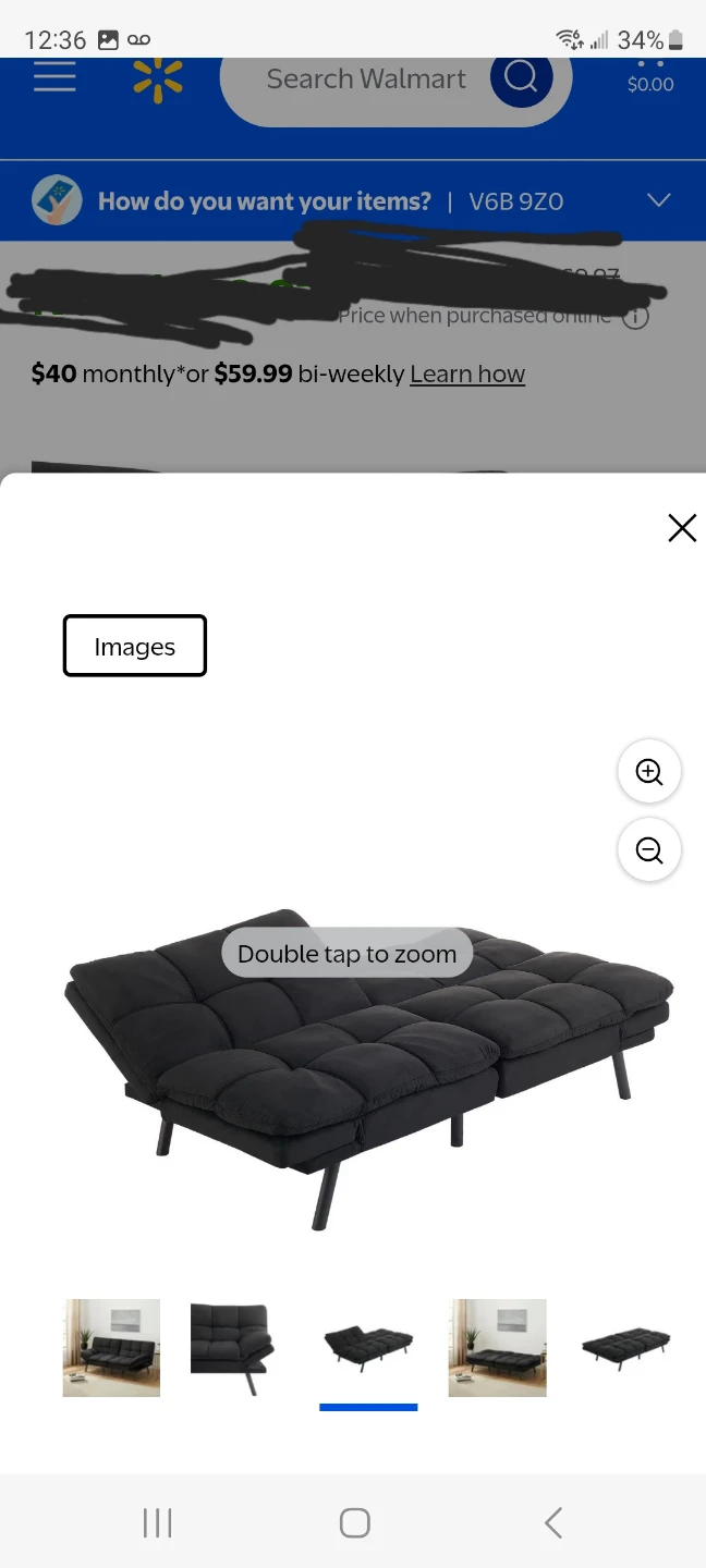 Mainstays Memory Foam Futon - Black - photo 2