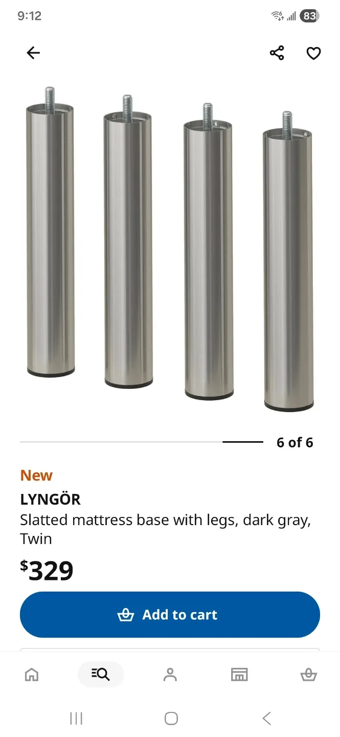 IKEA LYNGÖR Twin Slatted Mattress Base with Legs, Dark Gray - photo 2