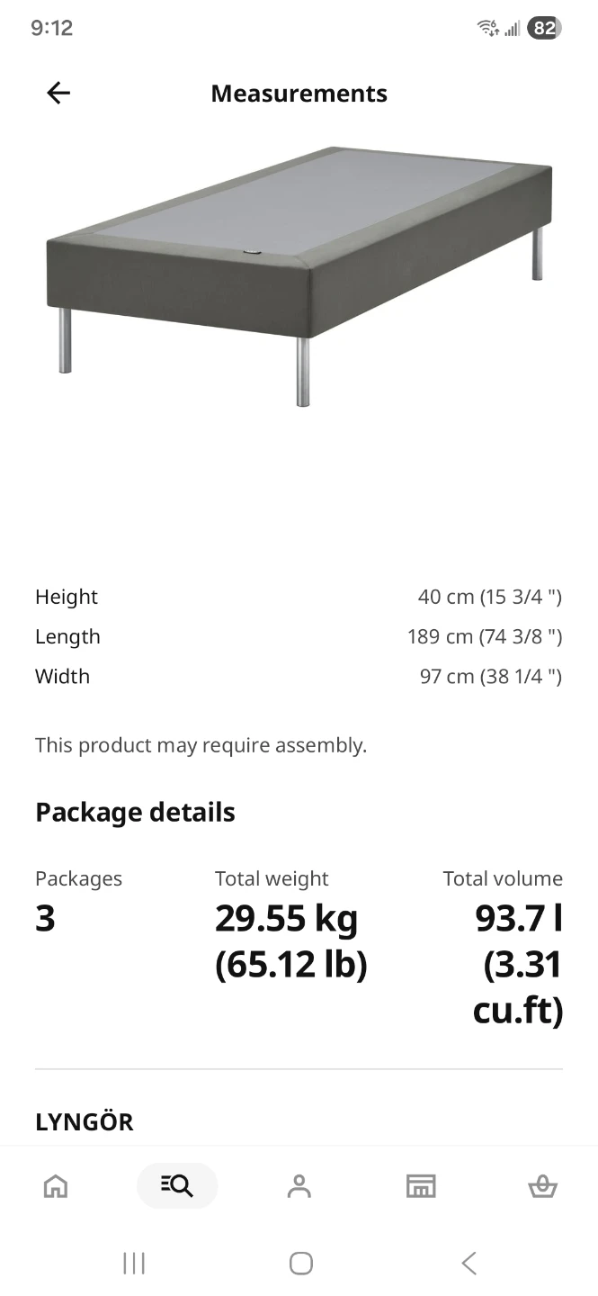 IKEA LYNGÖR Twin Slatted Mattress Base with Legs, Dark Gray - photo 3