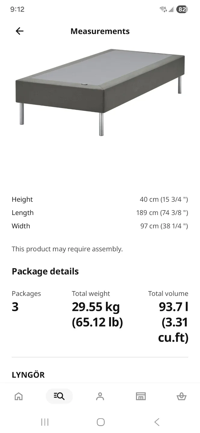 IKEA LYNGÖR Twin Slatted Mattress Base with Legs, Dark Gray - photo 3