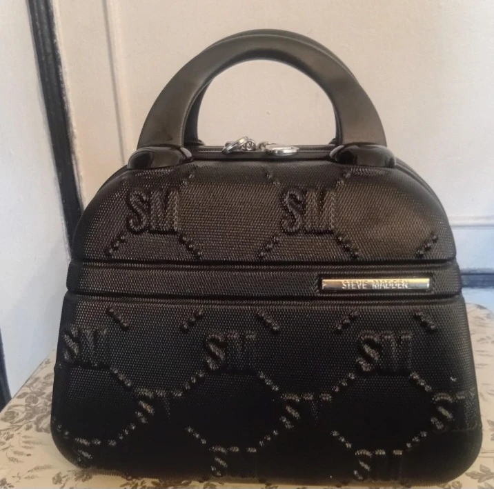 Steve Madden Black Vanity Case/Cosmetic Bag