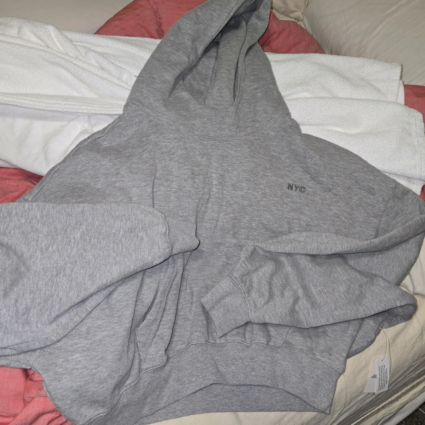 Ardene Grey Hoodie with NYC Detail - Size L