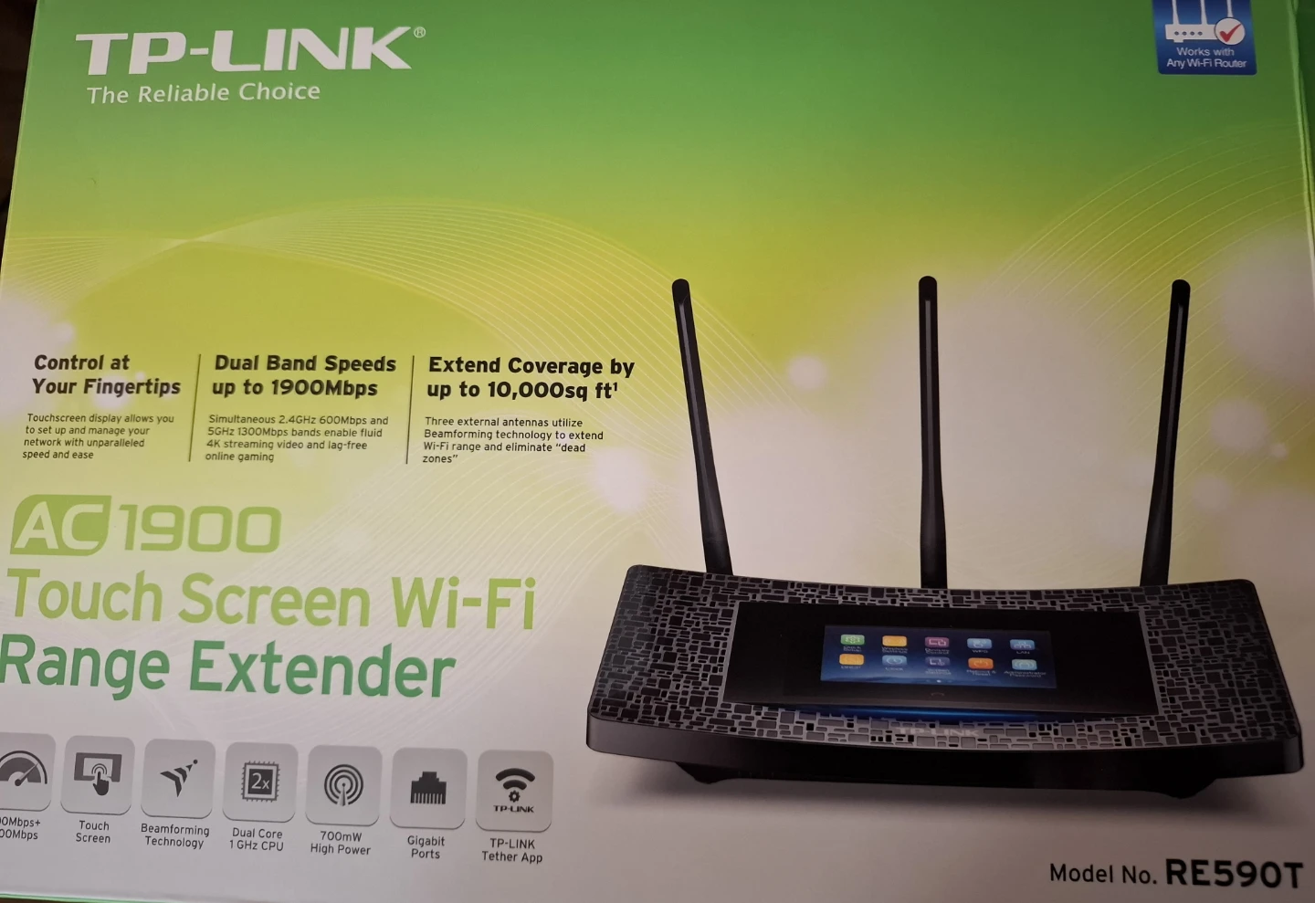 TP-Link AC1900 Touch Screen Wi-Fi Range Extender RE590T - photo 3