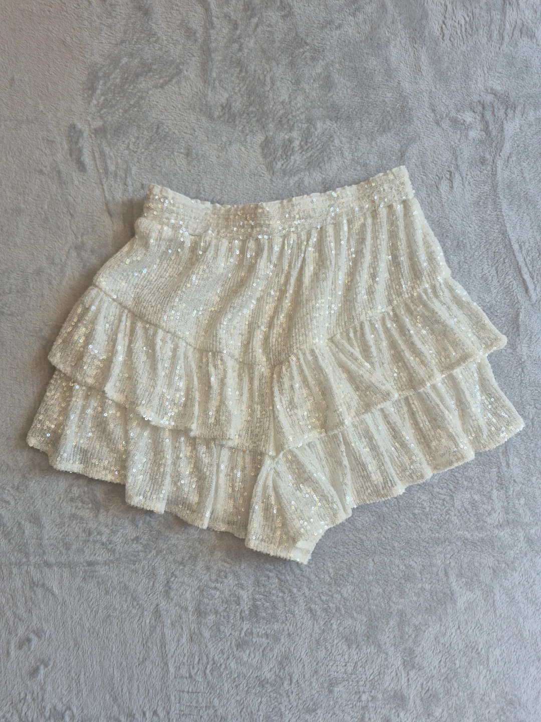 Endless Rose White Sequin Tiered Mini Skirt - photo 5