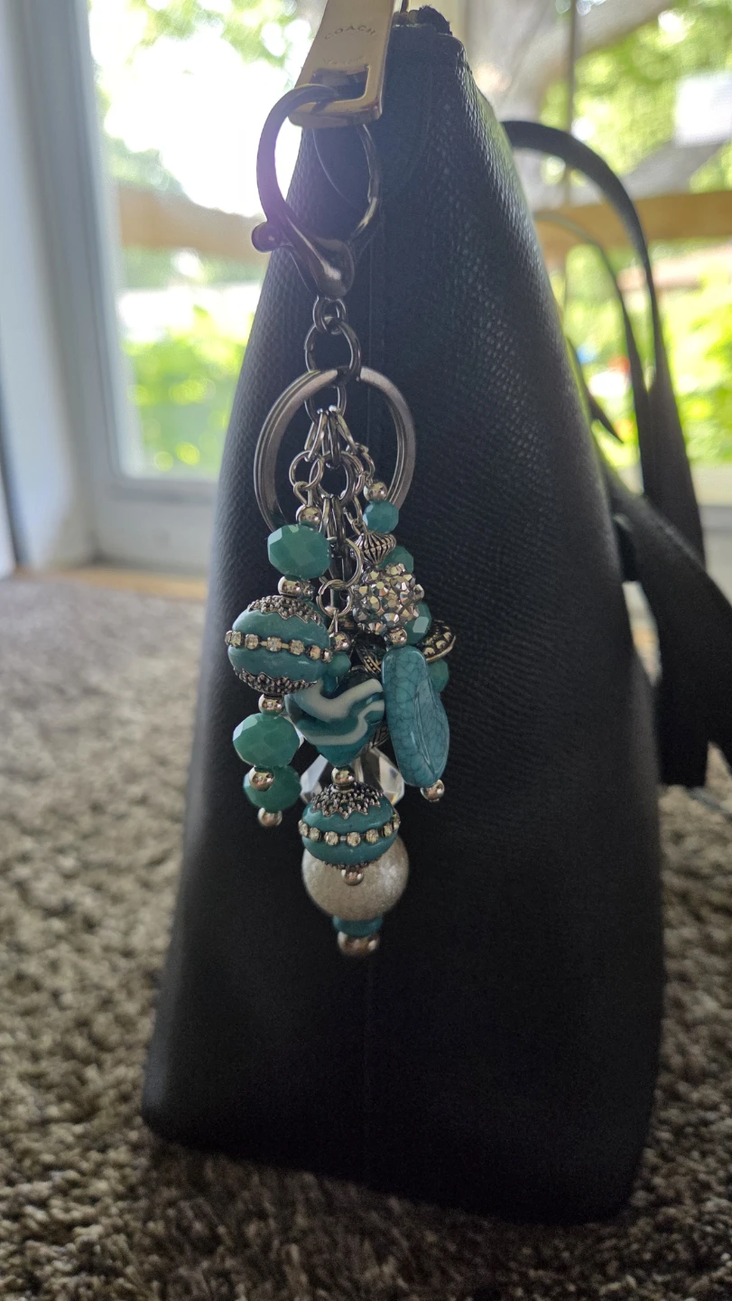 Beaded Keychain Charm with Silver Accents