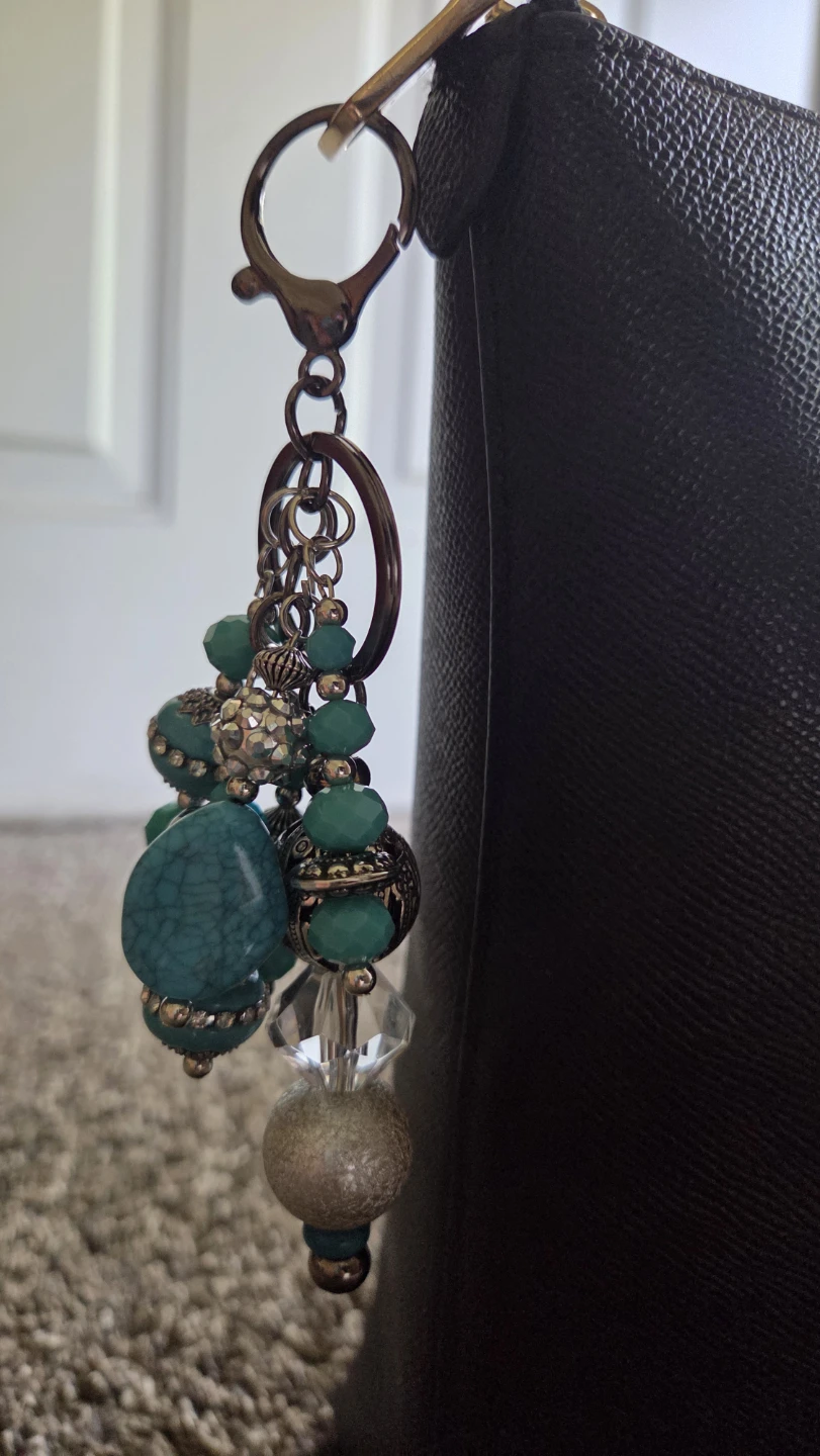 Beaded Keychain Charm with Silver Accents - photo 2
