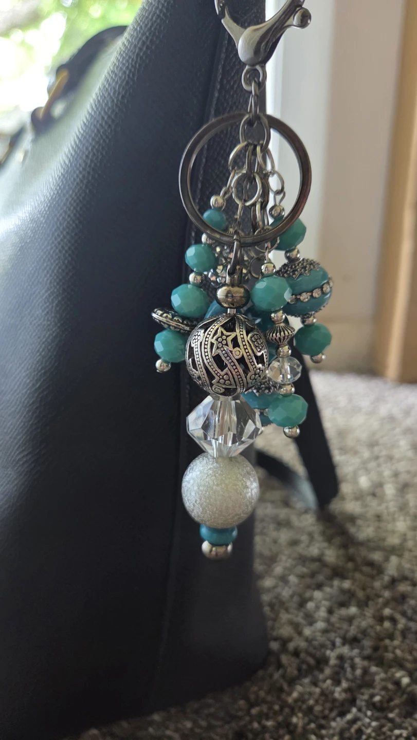 Beaded Keychain Charm with Silver Accents - photo 3