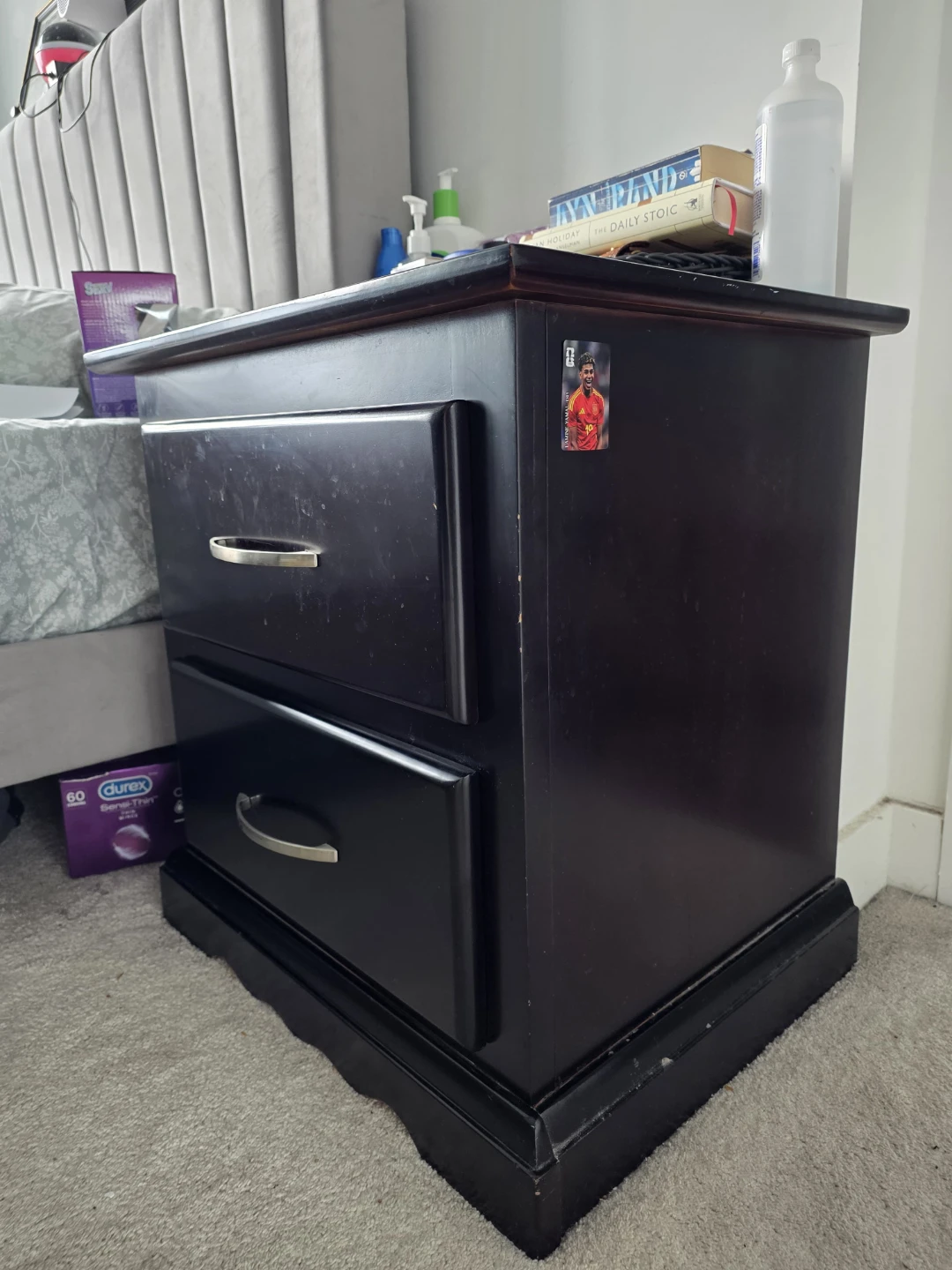 Dark Wood 2-Drawer Nightstand with storage - photo 3