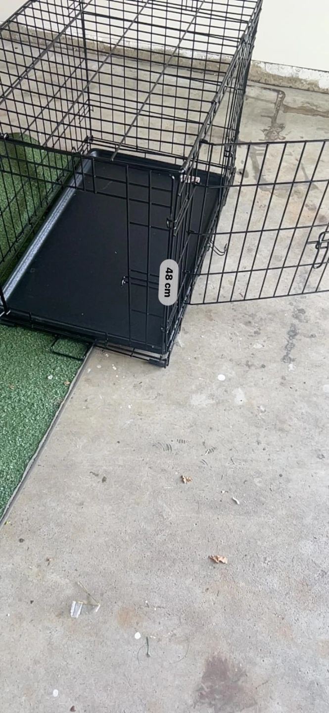 Black Metal Dog Crate with Tray - photo 4