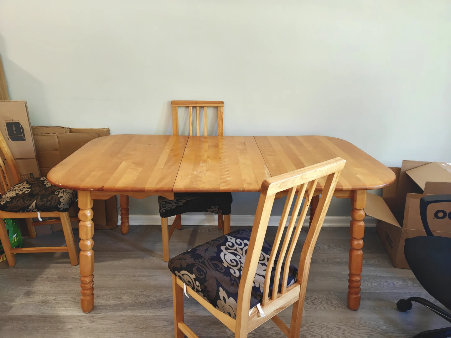 Light Wood Dining Table with Extension Leaf